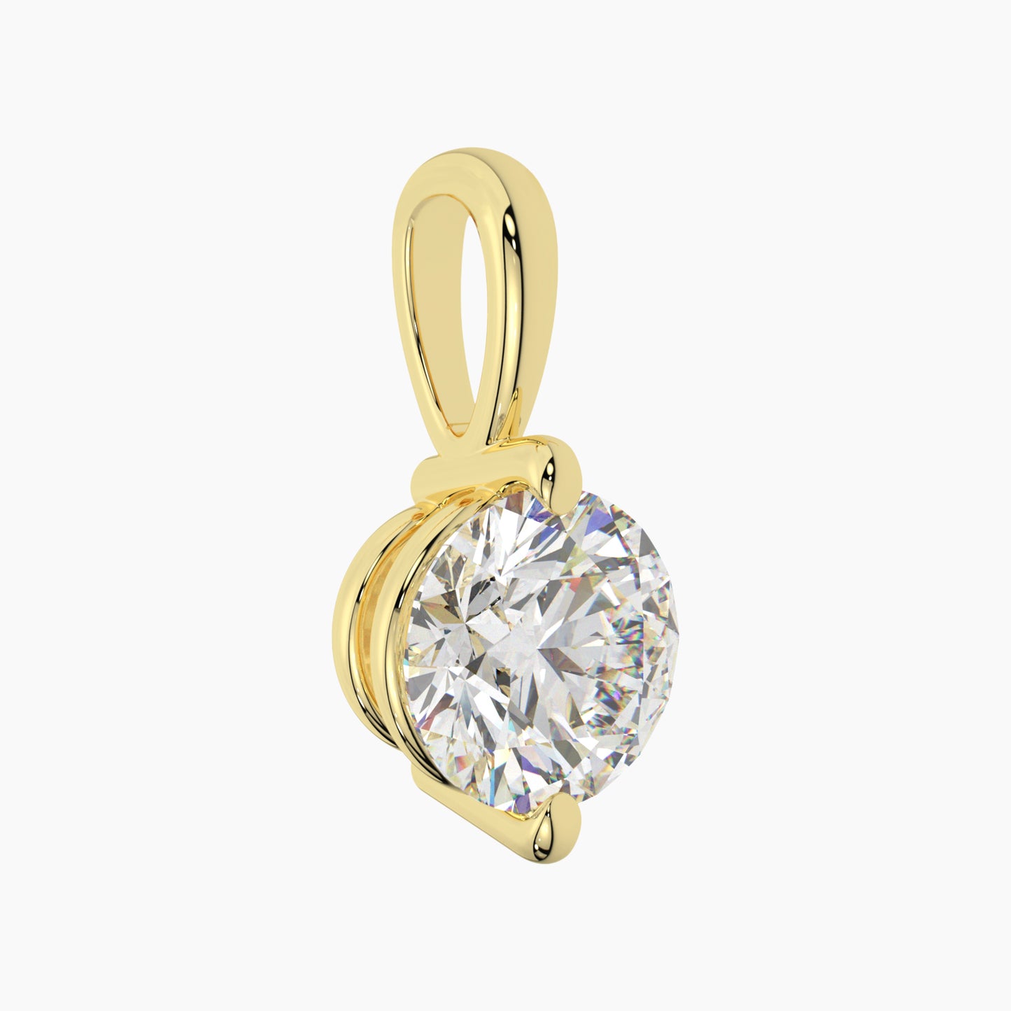 14K Yellow Gold Moissanite Round Cut Pendant | 2-Prong | 7.0mm | 1.25 CTW | Pendant Only