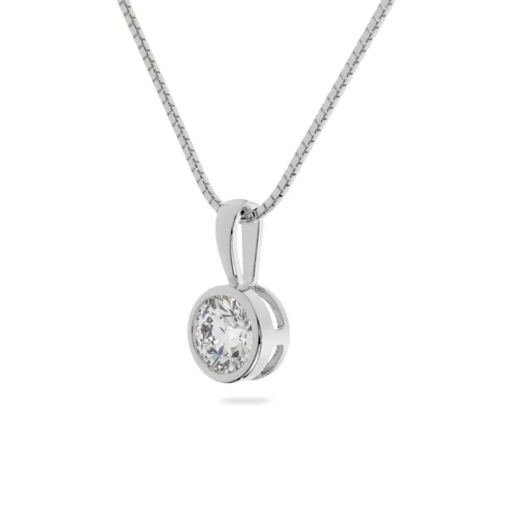 14K White Gold Moissanite Round Cut Bezel Pendant | 1.0 CTW or 2.0 CTW | Pendant Only Adora Fine Jewelry
