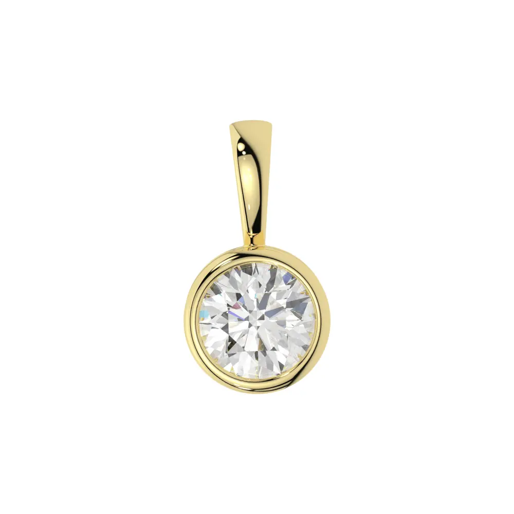 14K White Gold Moissanite Round Cut Bezel Pendant | 1.0 CTW or 2.0 CTW | Pendant Only Adora Fine Jewelry