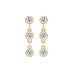 3mm 0.6 CTW 14K Yellow Gold Plated Moissanite Round Cut Drop Earring | Push Back Post Adora Fine Jewelry