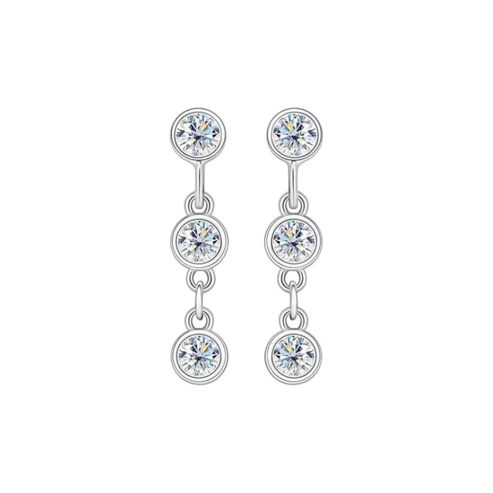 3mm 0.6 CTW 14K Yellow Gold Plated Moissanite Round Cut Drop Earring | Push Back Post Adora Fine Jewelry