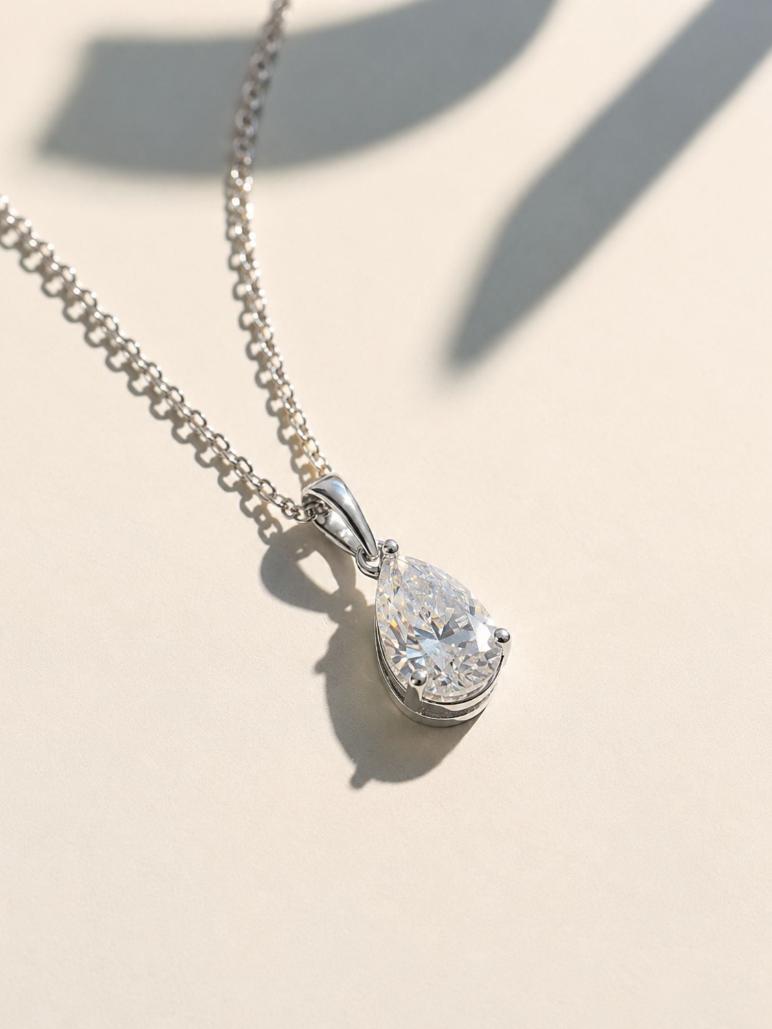 925 Sterling Silver Pear Moissanite Necklace