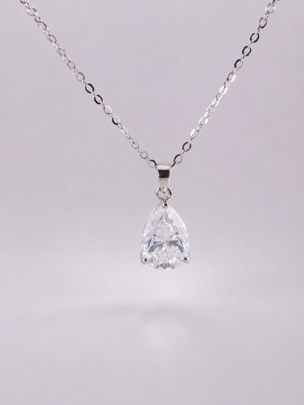 925 Sterling Silver Pear Moissanite Necklace