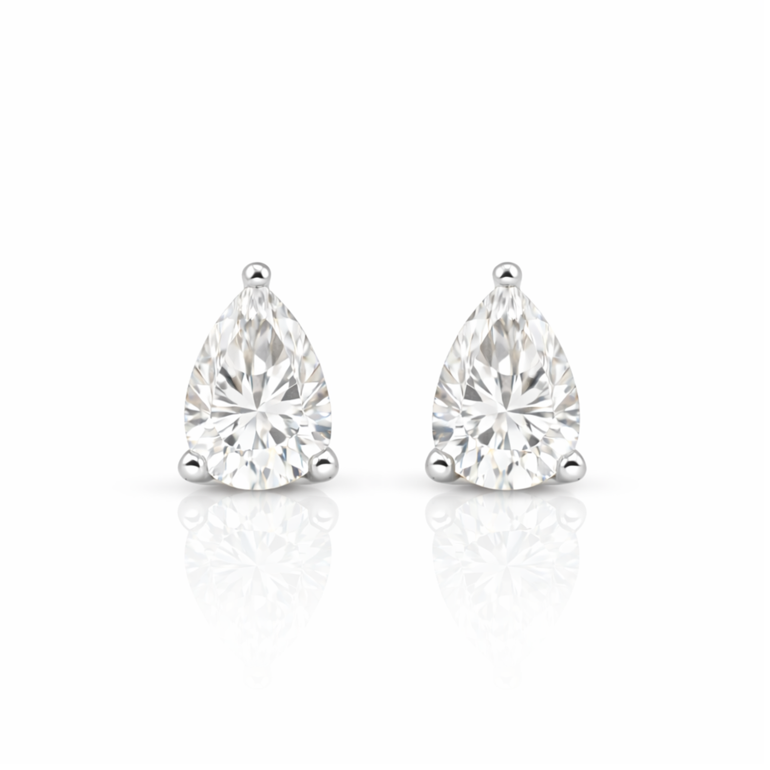2 ctw Pear Cut Moissanite Stud Earrings | 8 x 5 mm | Push Back | Diamond Alternative | Rhodium or 18K Gold Plated Sterling Silver