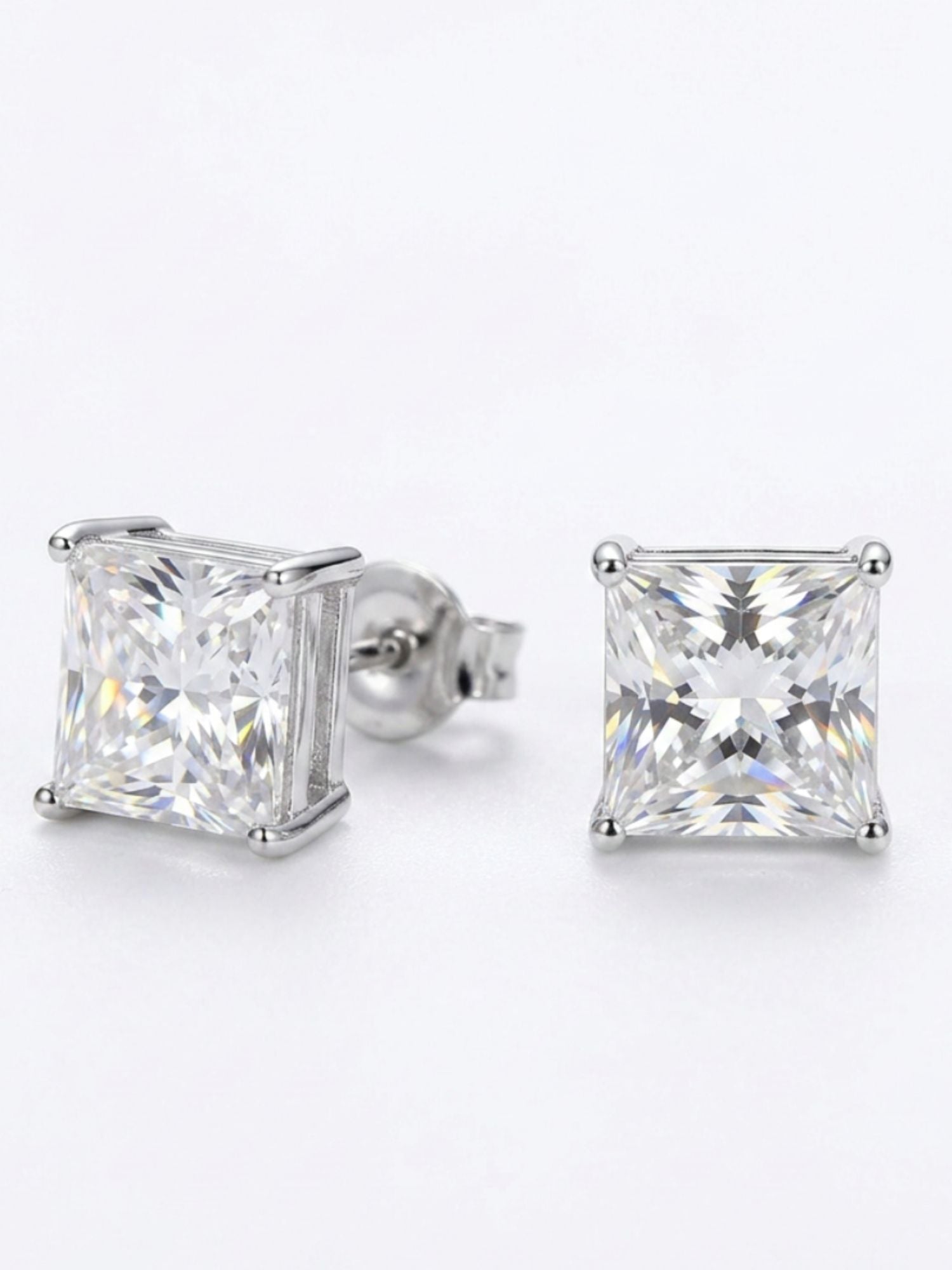 925 Sterling Silver Princess Moissanite Earring