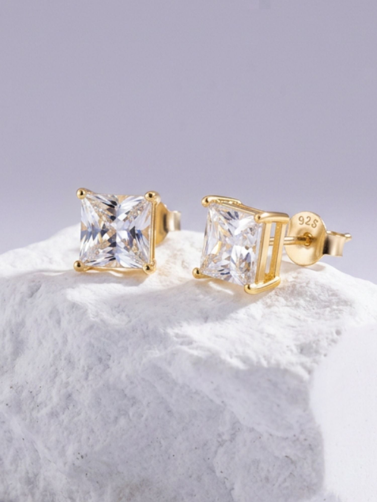925 Sterling Silver Princess Moissanite Earring