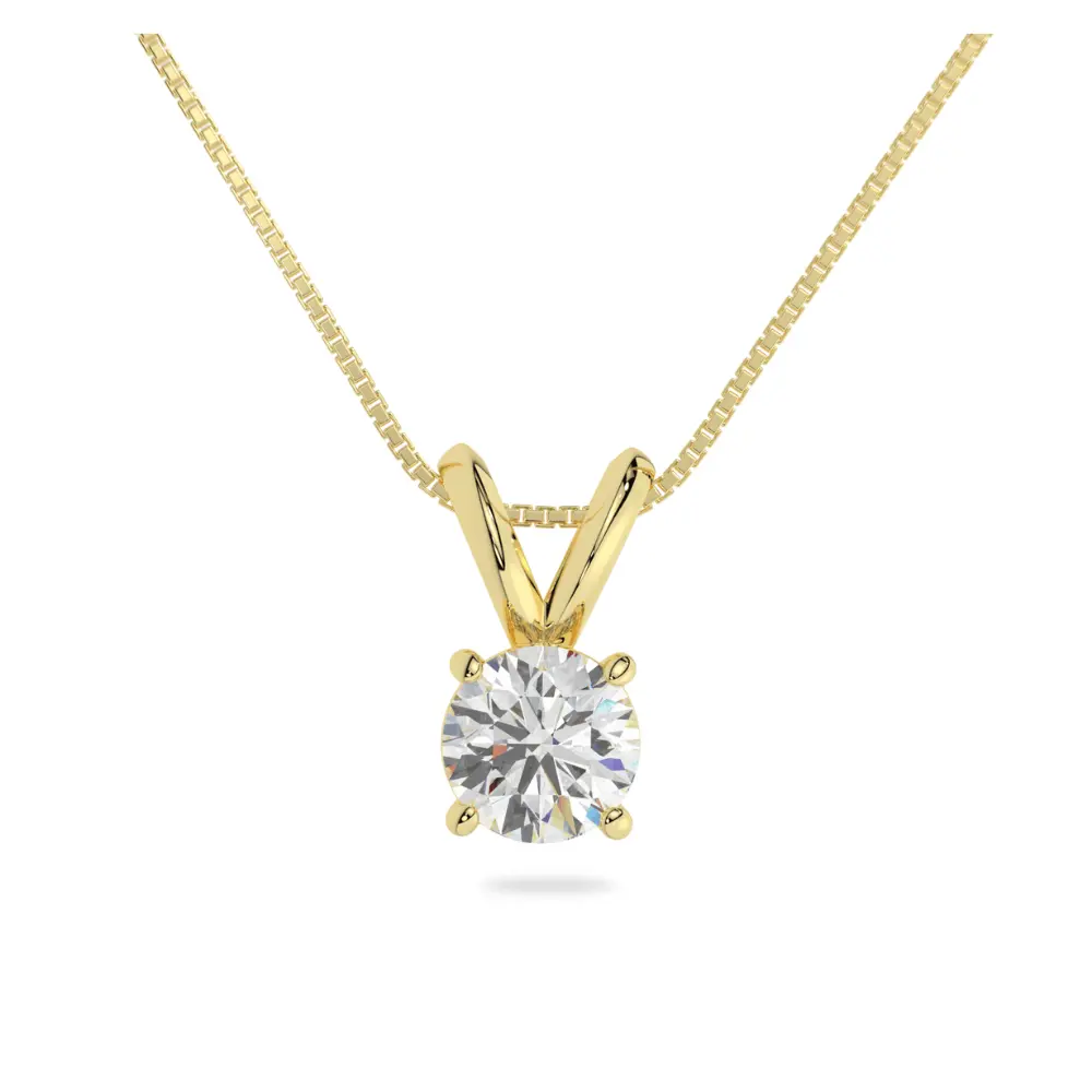 14K Solid Gold Moissanite Round Cut Pendant | Rabbit Ear Bail | 0.5 or 3.0 CTW | Pendant Only Adora Fine Jewelry