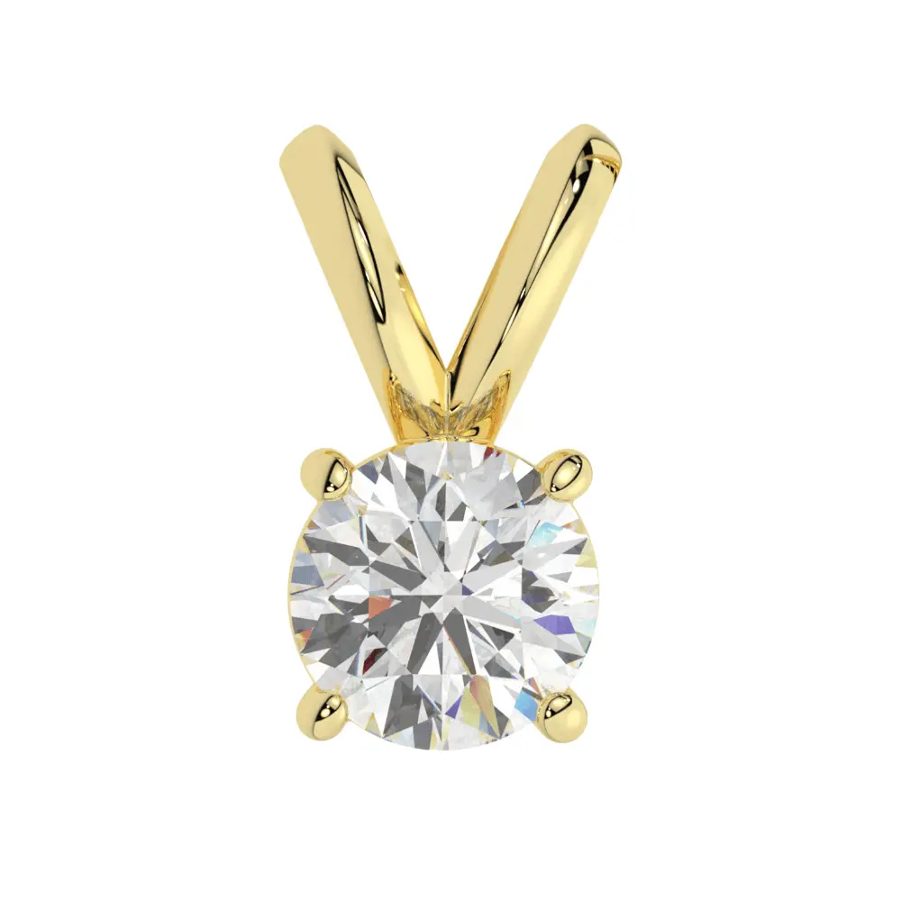 14K Solid Gold Moissanite Round Cut Pendant | Rabbit Ear Bail | 0.5 or 3.0 CTW | Pendant Only Adora Fine Jewelry