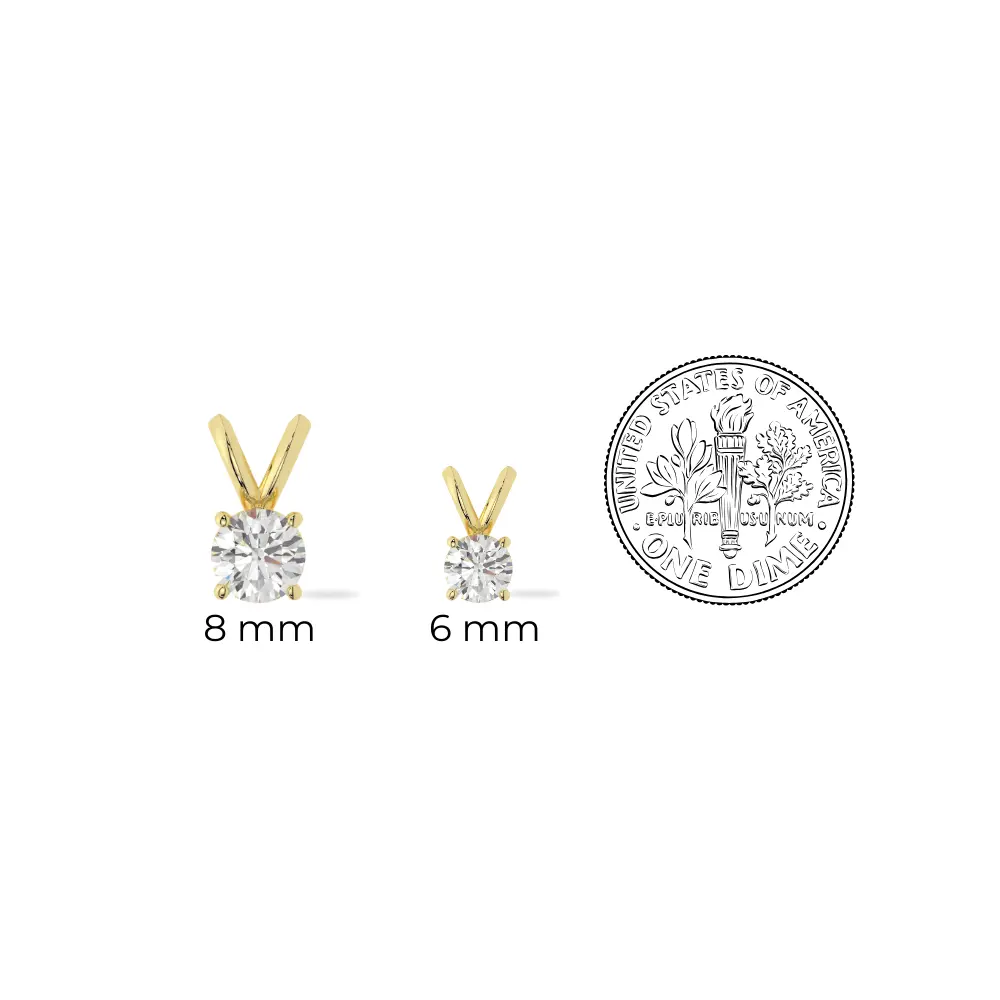 14K Solid Gold Moissanite Round Cut Pendant | Rabbit Ear Bail | 0.5 or 3.0 CTW | Pendant Only Adora Fine Jewelry