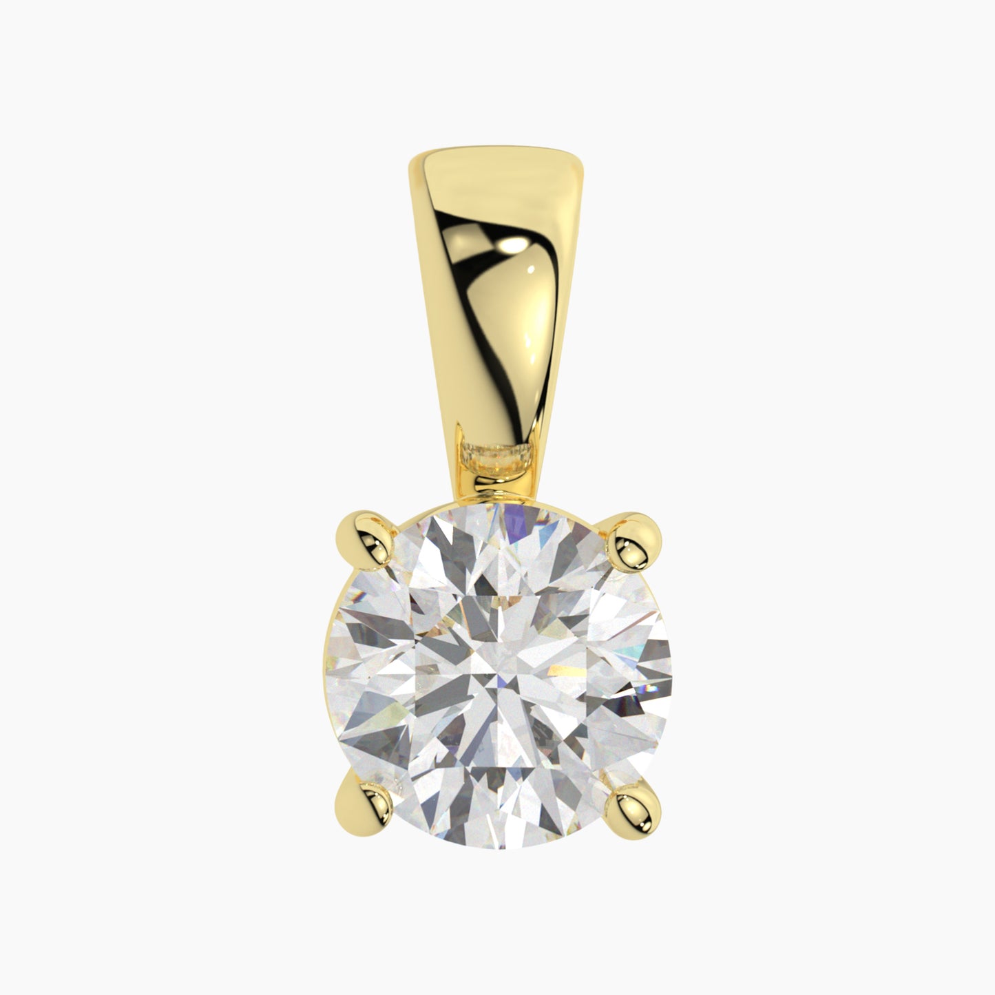 14K Yellow Gold Moissanite Round Cut Pendant | Solid Bail | 0.75 to 2.0 CTW | Pendant Only