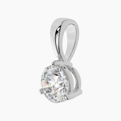 14K White Gold Moissanite Round Cut Pendant | 3-Prong | 0.75 or 2.0 CTW | Pendant Only