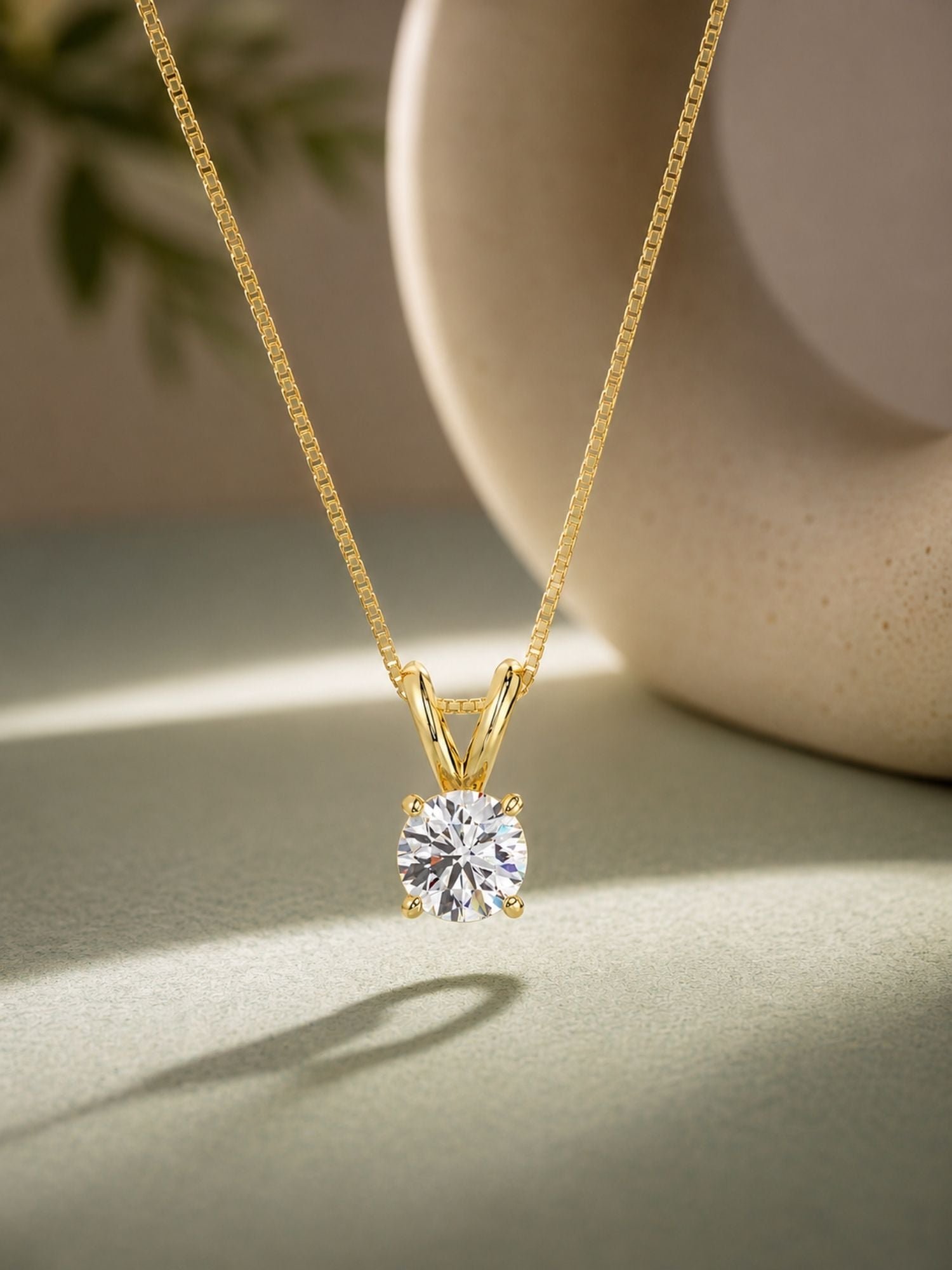 14K Solid Gold Rabbit Ear Moissanite Pendant Only