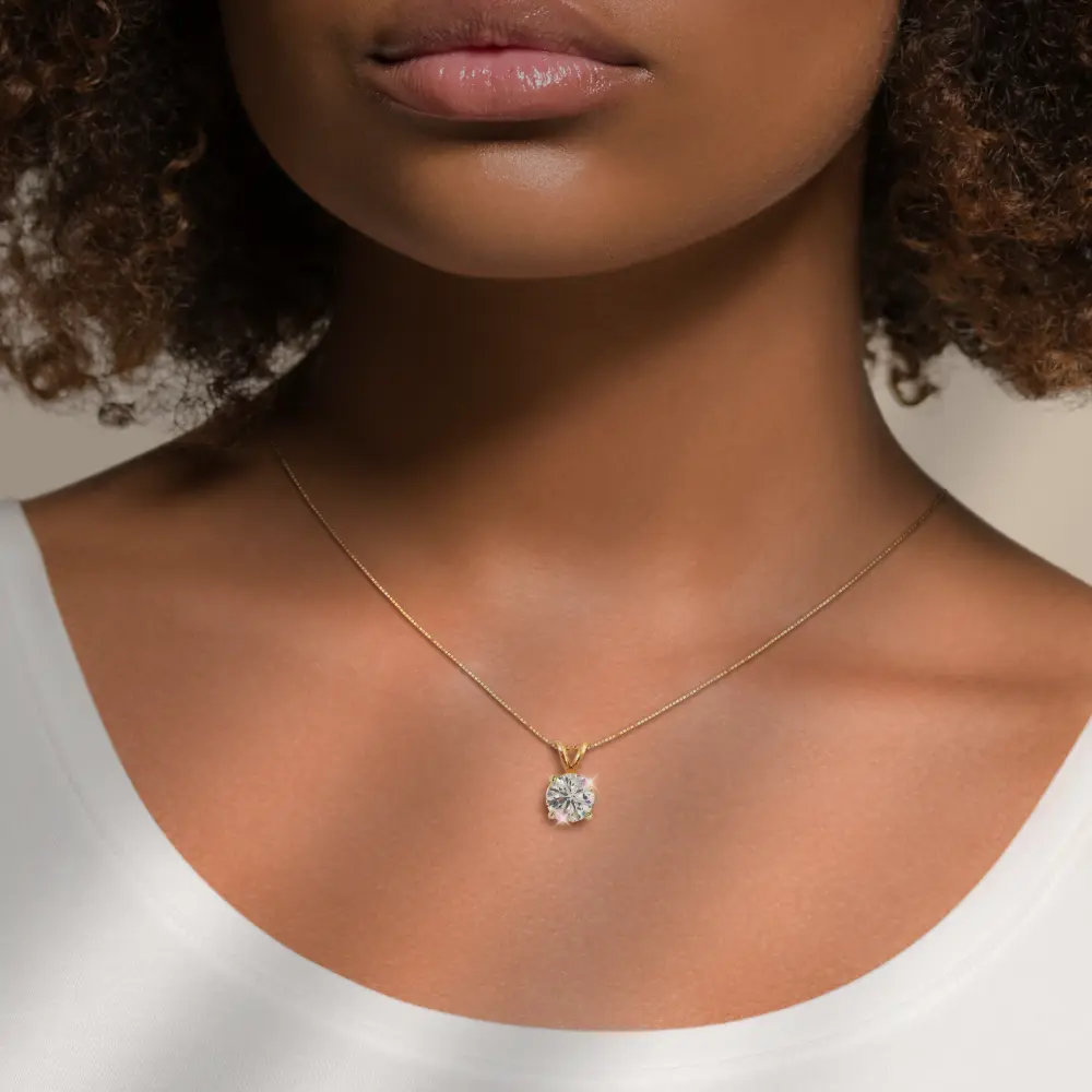 14K Solid Gold Moissanite Round Cut Pendant | Rabbit Ear Bail | 0.5 or 3.0 CTW | Pendant Only Adora Fine Jewelry