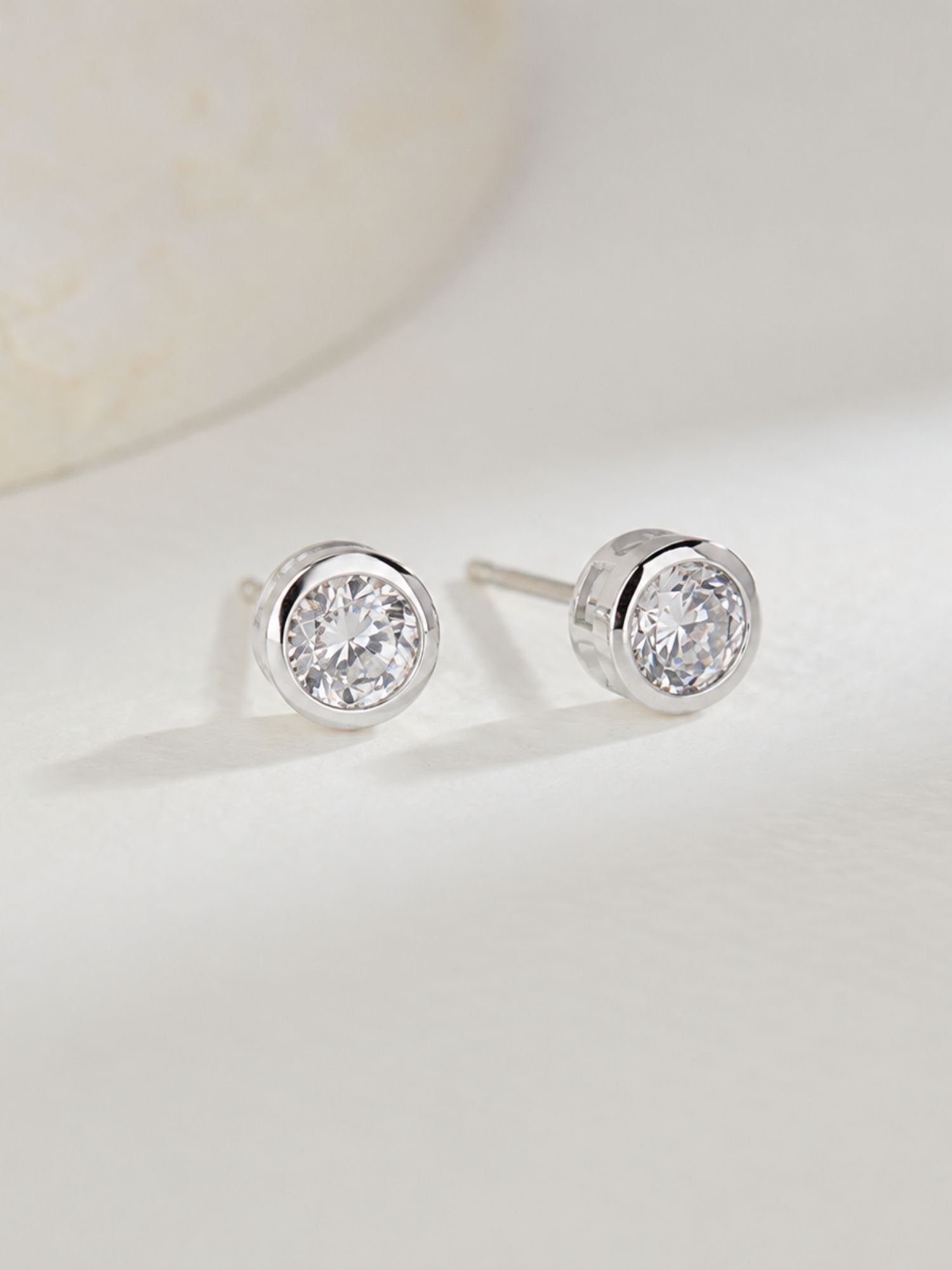 Diamond Bezel Stud Earring White Gold