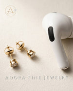 Diamond Bezel Stud Earring Solid Yellow Gold