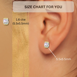 14K Solid Gold Moissanite Cushion Cut Half Bezel Stud Earrings | 5.5 x 5.5mm | 1.6 CTW | Screw Back Posts Adora Fine Jewelry