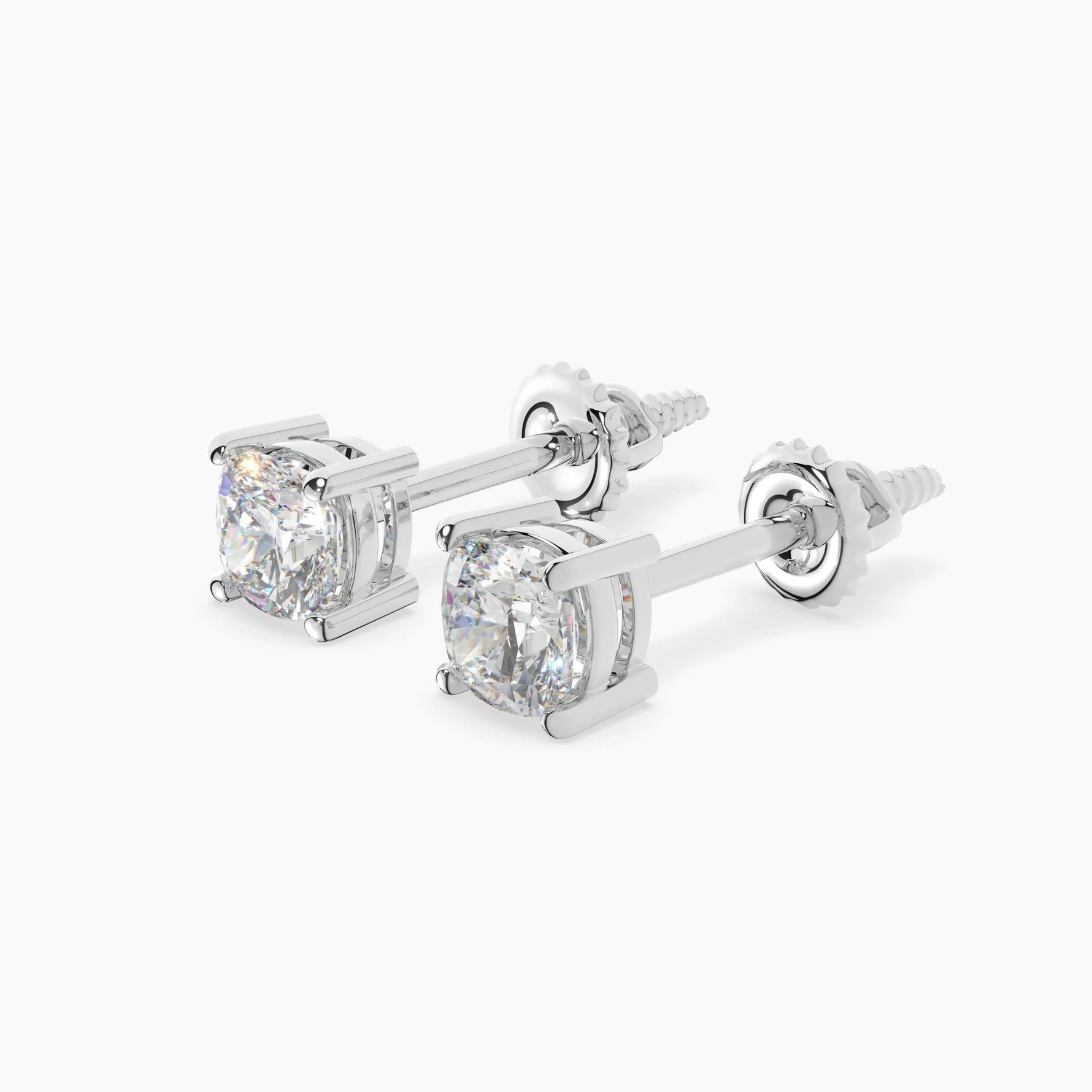 14K Solid Gold Lab Grown Moissanite Cushion Stud Earrings Adora Fine Jewelry