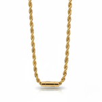 18K Gold 6mm Rope Link Chain Necklace 22" Length