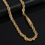 18K Gold 6mm Rope Link Chain Necklace 22" Length Styling 2