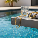 18K Gold 6mm Rolo Link Chain Necklace Water Resistance, Adora Fine Jewelry