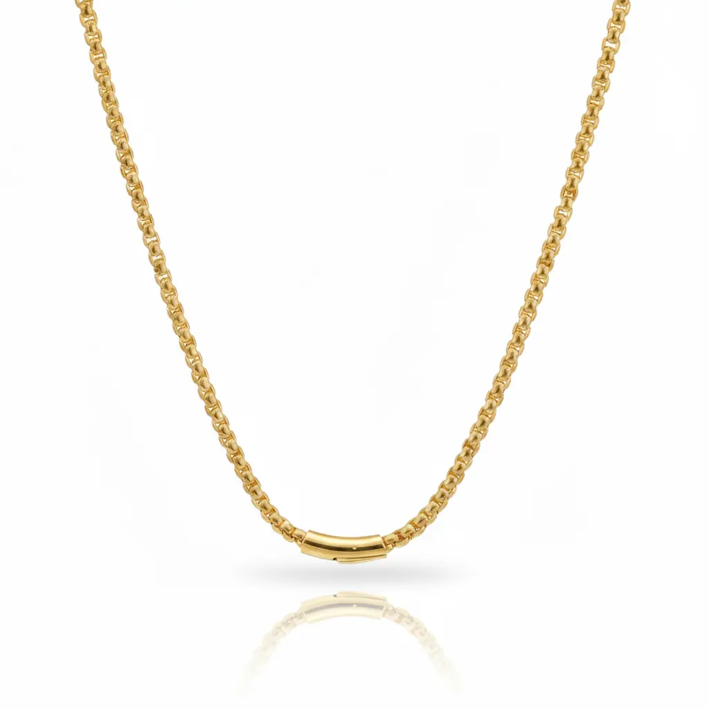 18K Gold 6mm Rolo Link Chain Necklace  white background