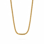 18K Gold 6mm Wheat Chain Necklace 22" Length Barrel Push-Button Clasp