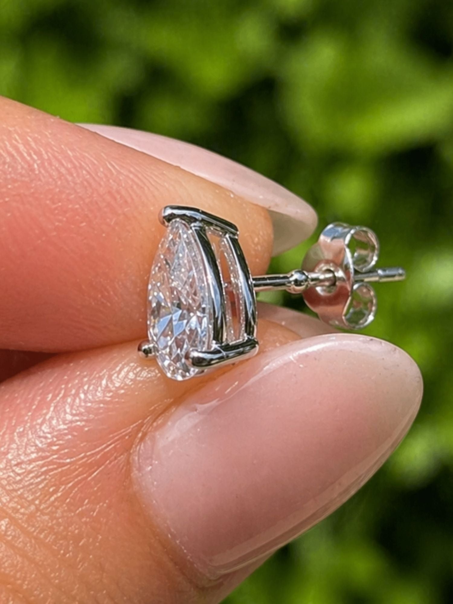 925 Sterling Silver Pear Moissanite Earring