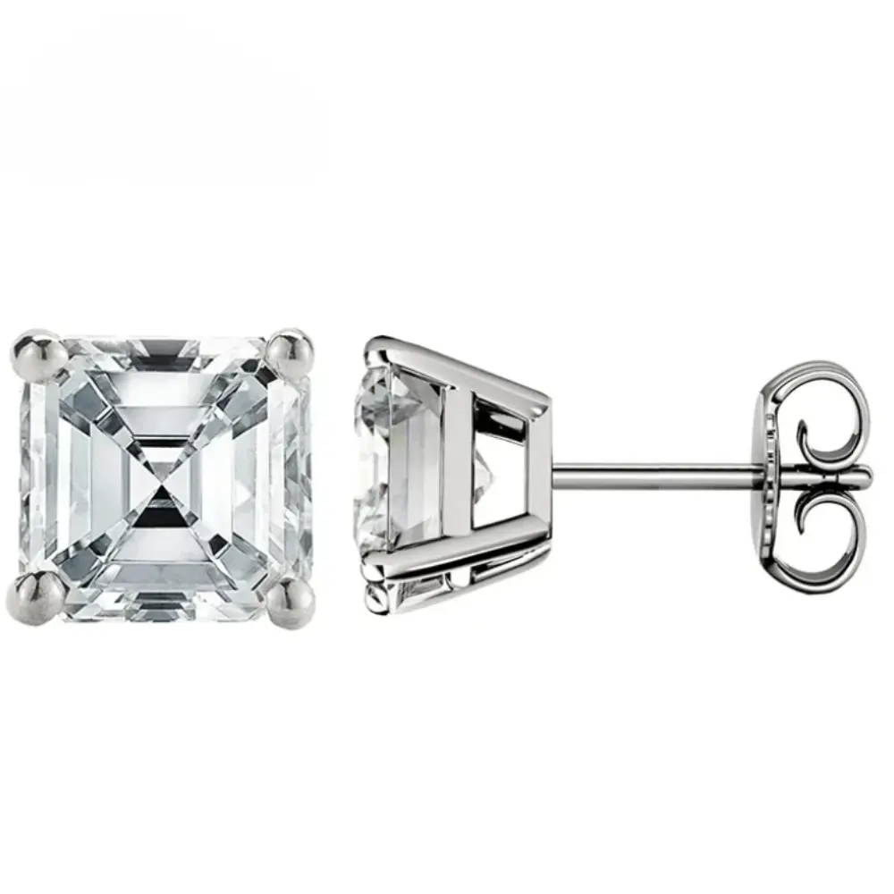 SS Asscher 4 Prong Push Back White 1