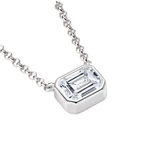 925 Sterling Silver Dainty Moissante Emerald Bezel Necklace | 7x5mm | 1 CTW Adora Fine Jewelry