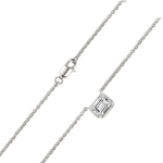 925 Sterling Silver Dainty Moissante Emerald Bezel Necklace | 7x5mm | 1 CTW Adora Fine Jewelry