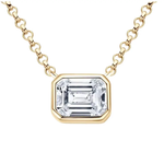 925 Sterling Silver Dainty Moissante Emerald Bezel Necklace | 7x5mm | 1 CTW Adora Fine Jewelry