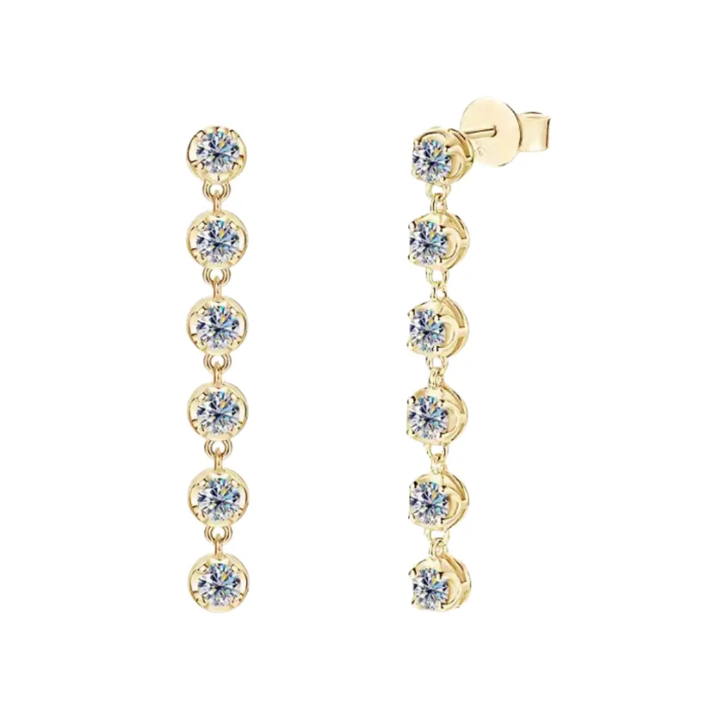 3mm 1.25 CTW 925 Sterling Silver Moissante Dangle Earring | Push Back Post Adora Fine Jewelry