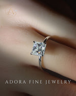 Solitaire Princess Cut Moissanite Engagement Ring