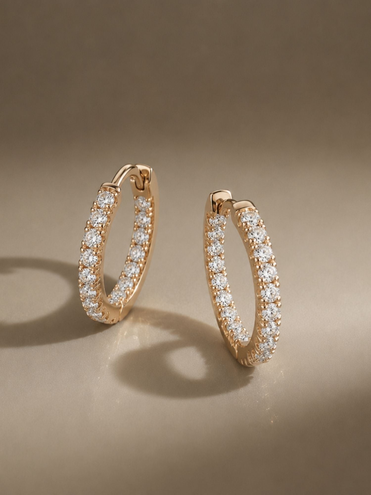 925 Sterling Silver Inside-Out Moissanite Hoop Earrings