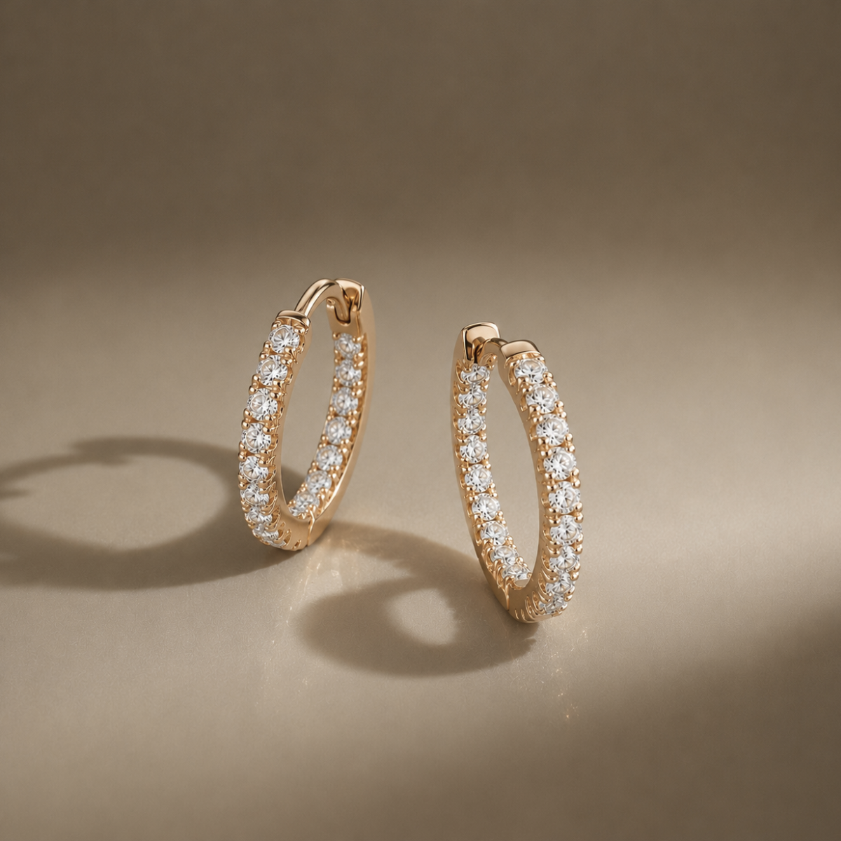 Inside-Out Moissanite Hoop Earrings, 1 CTW, 23mm, 925 Silver, 14K Gold Plated or Rhodium Plated