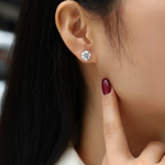 Sterling Silver 6 Prong VVS Moissanite Earring with female model