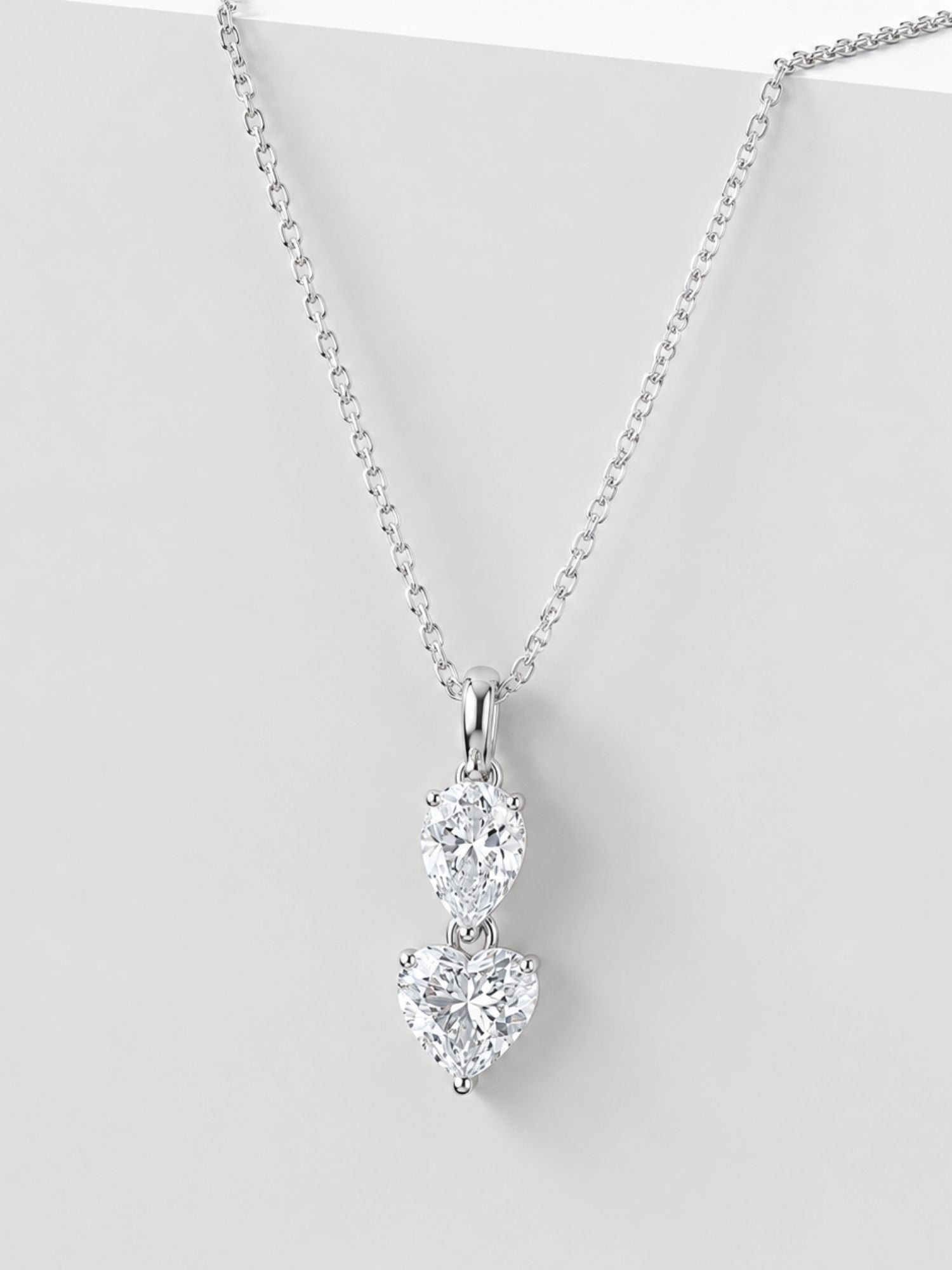 925 Sterling Silver Toi et Moi Moissanite Necklace