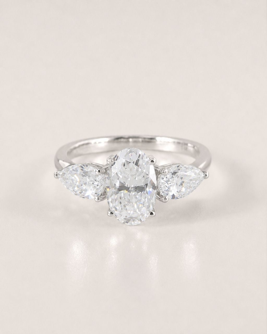 Trilogy Moissanite Engagement Ring - 14K Solid Gold