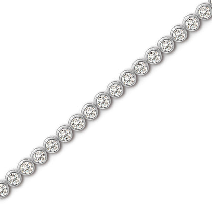 Bezel Tennis Bracelet | Moissanite | 4.0 mm |  7.0 Inch | 925 Sterling Silver with Platinum Plating or 24K Gold Plating - Adora Fine Jewelry