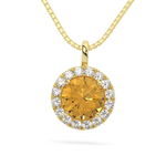 Yellow Gold Sterling Silver Yellow VVS Moissanite Halo Pendant Necklace