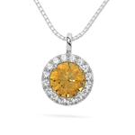 Sterling Silver Yellow VVS Moissanite Halo Pendant Necklace