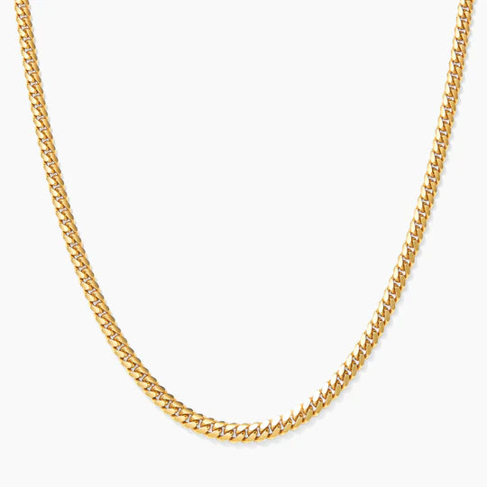 Solid Miami Cuban Link Chain Necklace | 925 Sterling Silver or 18K Yellow Gold Plated - Adora Fine Jewelry