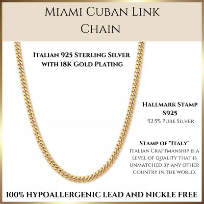 Miami Cuban Link Chain 5mm - 925 Silver + Free Pendant