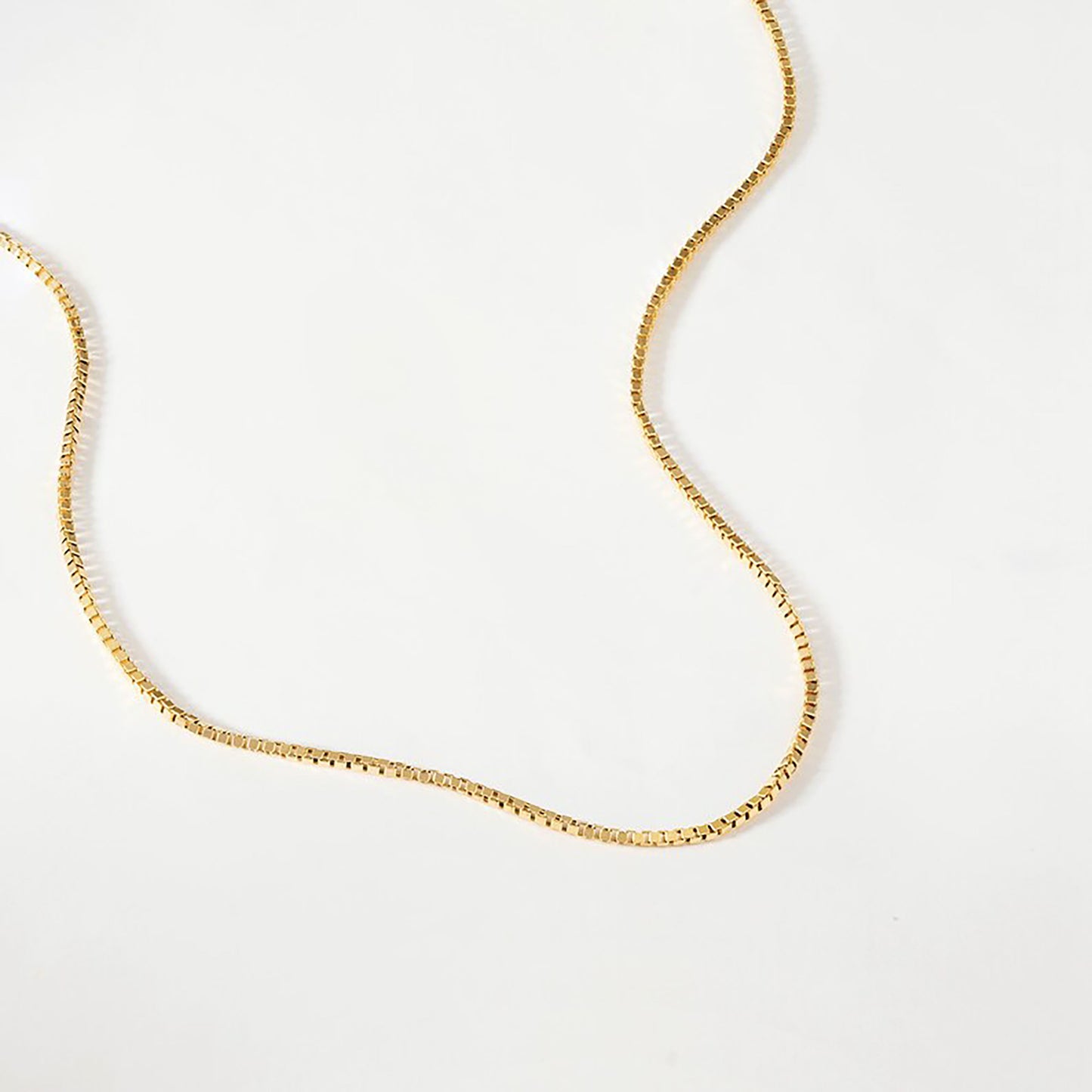 14K Solid Gold Box Link Chain Necklace | 16 to 22 Inch length