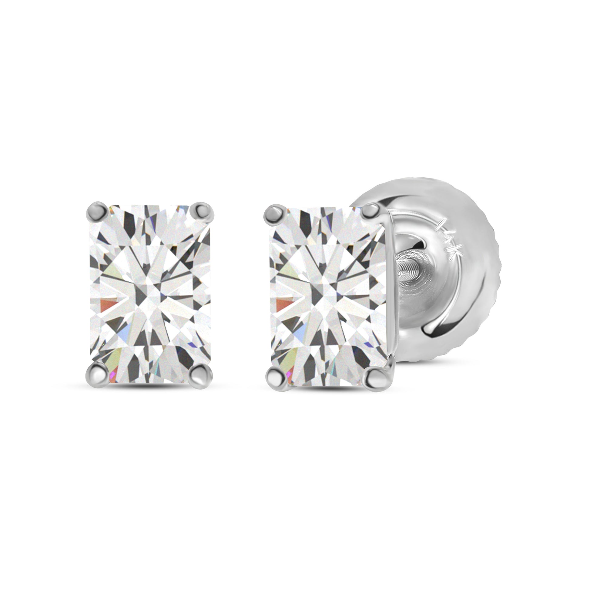 Diamond Stud Earrings. Tested 585 (14K) White Gold, Screw Backs