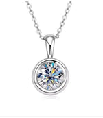 925 Sterling Silver Moissante Round Bezel Necklace | 8mm | 2 CTW Adora Fine Jewelry
