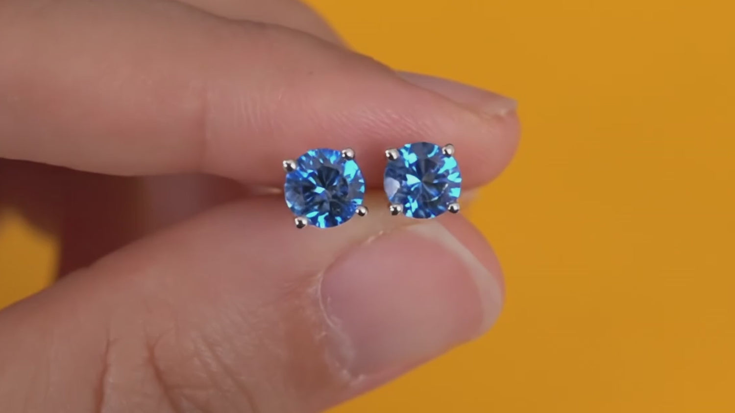 2 ctw Blue Moissanite Round Stud Earrings | 6.5mm | Rhodium Plated Sterling Silver | Gift Ready