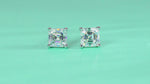 SS Asscher Cut Moissanite White Stud Earring
