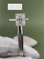 Solitaire Emerald Cut Moissanite Engagement Ring