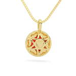 Yellow Gold Sterling Silver Red VVS Moissanite Halo Pendant Necklace back